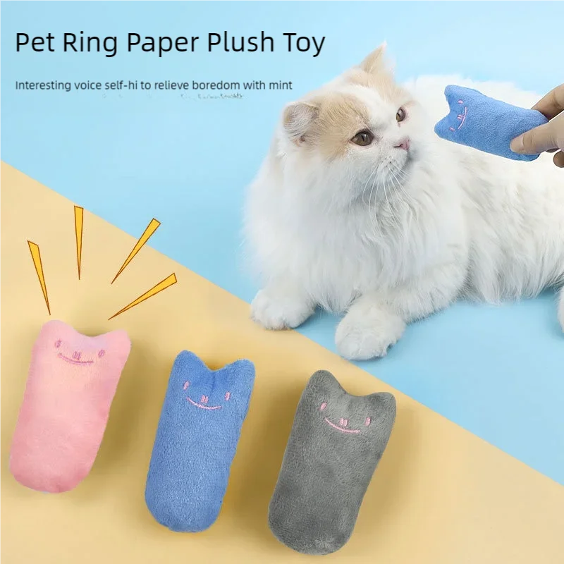 Interactive Catnip Plush Chew Toy for Cats — Teeth-Cleaning Squeaky Toy for Kittens & Adult Cats