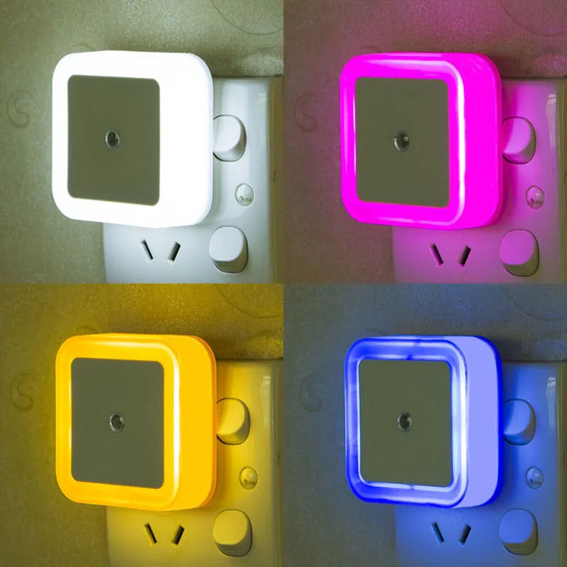 Mini LED Plug-in Night Light with Light Sensor – Square Nightlamp for Kids Bedroom Bedside Corridor (EU/US/UK, 110-240V)