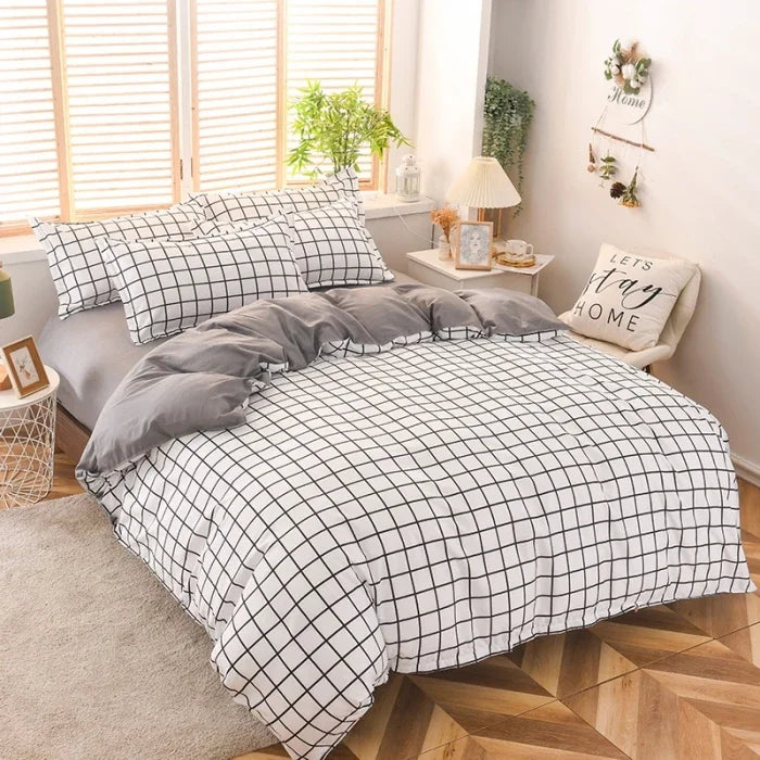 Aloe Vera Cotton 4-Piece Bedding Set – 1.5m (5 ft) Quilted Sheet & Quilt Cover, 500 TC