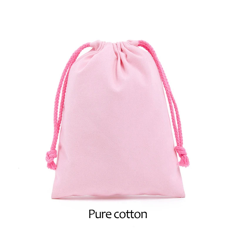 Cotton Drawstring Canvas Bags - White Reusable Gift & Storage Pouches for Candy, Jewelry, Travel and Home Organization