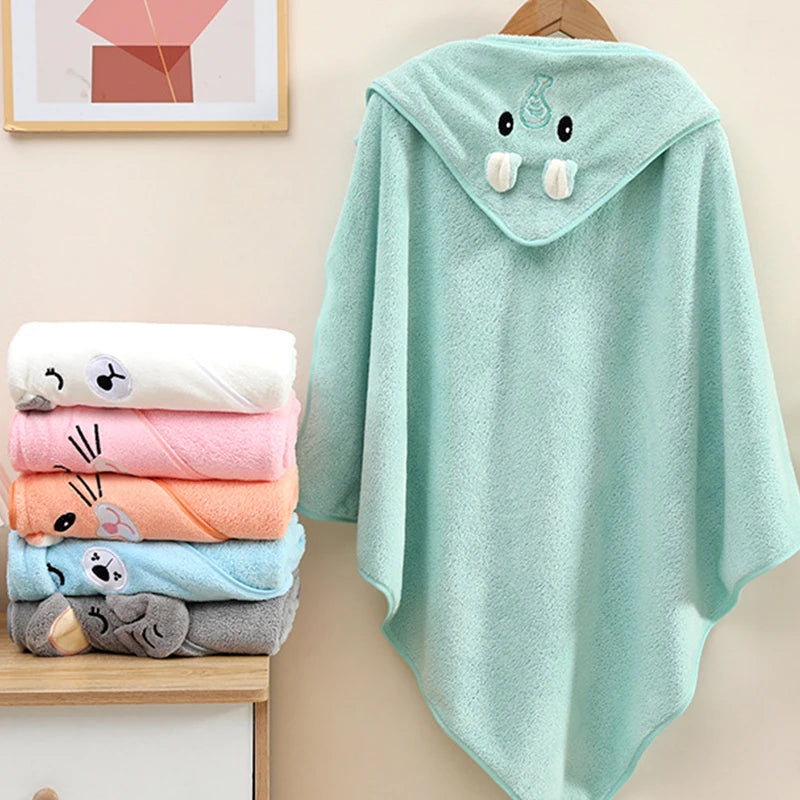Toddler and Baby Hooded Towel Super Soft Coral Velvet Bathrobe Swaddle Wrap for Newborns and Kids