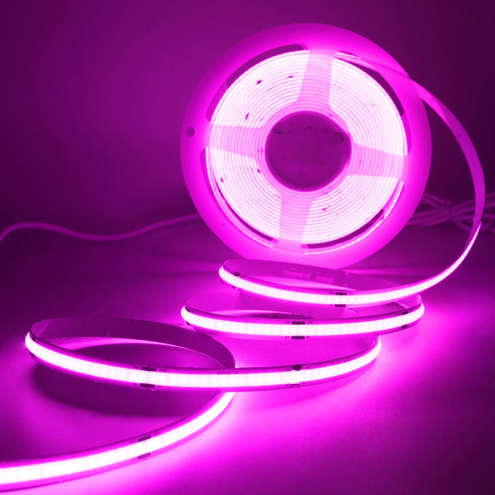 5V COB LED Strip Light with Motion Sensor – USB or 4×AAA Battery Powered, 320 LEDs/m, Cuttable, 0.5–5m (Warm to Cool White + RGB)
