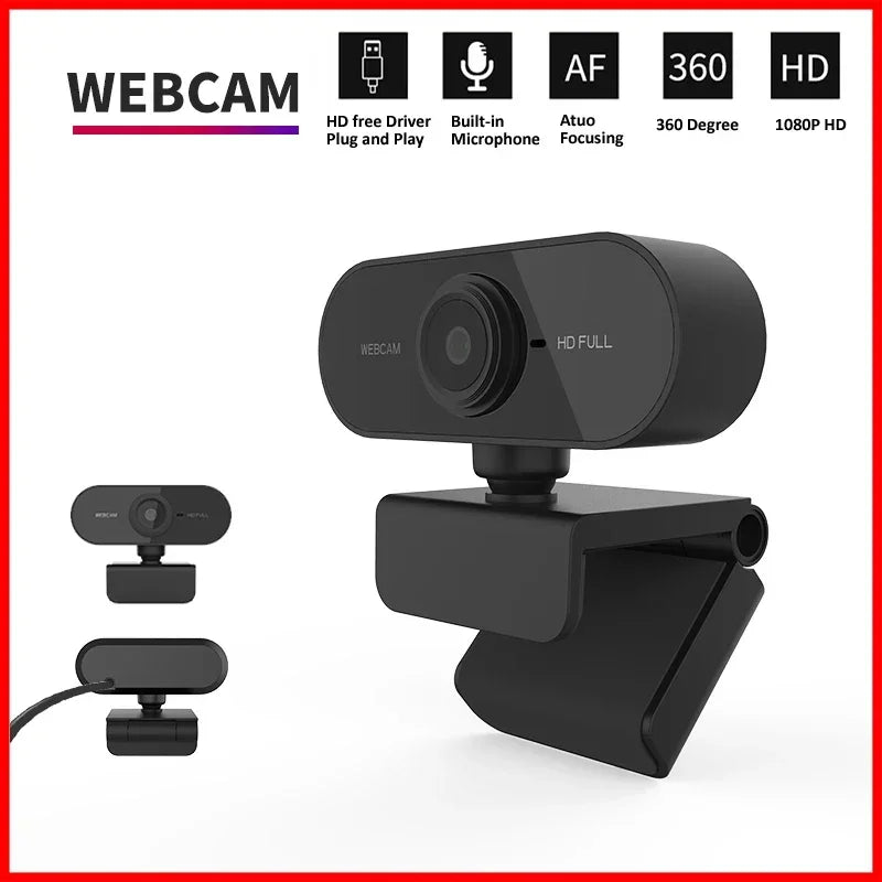 1080P HD USB Mini Webcam with Built-In Mic for Laptop & Desktop - 1920x1080 Video Calls
