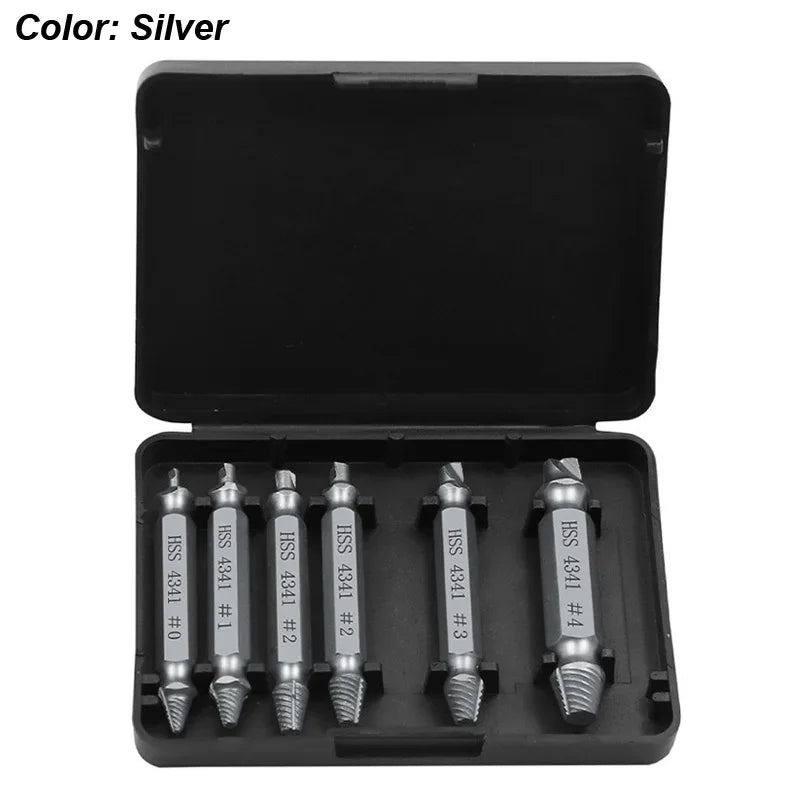 6-Piece HSS Screw Extractor Set – Stripped, Broken & Rusted Screw Remover (2–12 mm / 0.08–0.47 in)