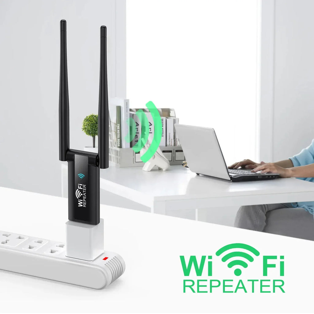 USB WiFi Range Extender 2.4GHz 300Mbps Wireless Repeater Signal Booster - Long Range USB Wi‑Fi Adapter for Home Network