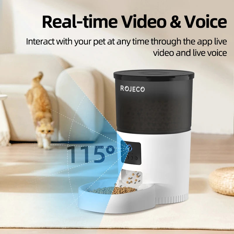 Automatic Pet Feeder with Camera & Voice Recorder — Smart Remote-Controlled Food Dispenser for Cats & Small Dogs