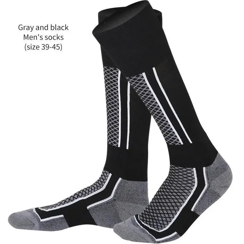 Thick Thermal Knee-High Ski Socks – Moisture-Wicking Sports Socks for Snowboard, Cycling & Soccer, Unisex (Men EU 39-45 / Women EU 33-39)