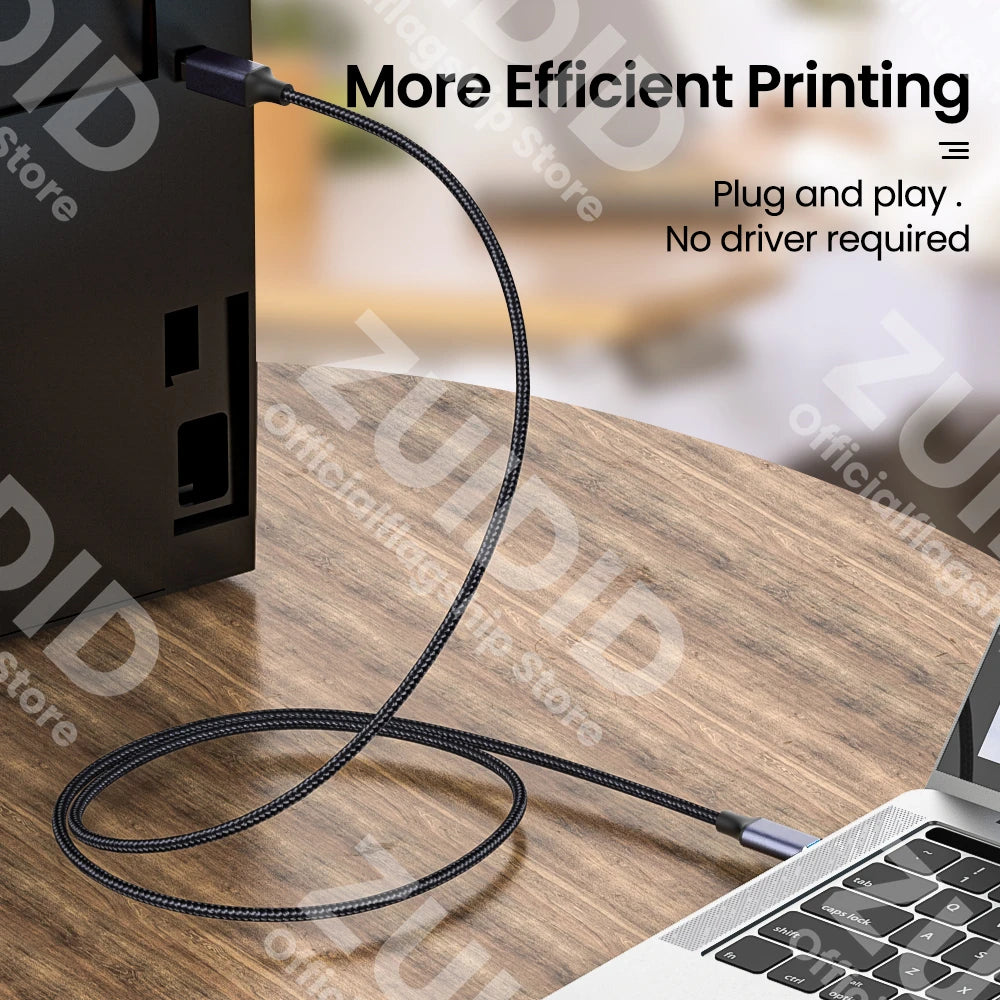 USB Type-C to USB-B 2.0 Printer & Scanner Cable for Laptops and Devices