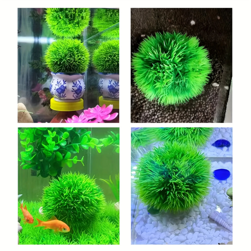 Faux Aquarium Grass Ball – Fade-Resistant Artificial Water Plant for Fish Tank Decor