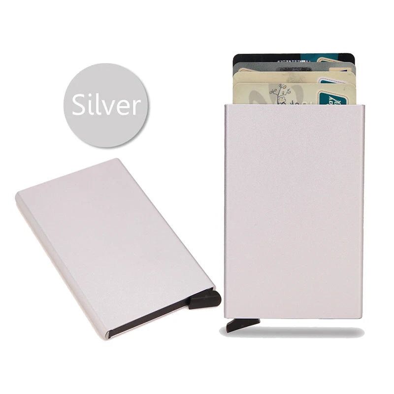 RFID Metal Pop-Up Card Holder Wallet – Slim Minimalist Small Black Unisex