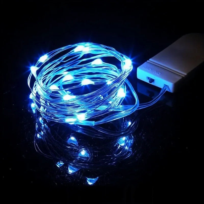 Battery Operated Fairy String Lights — Silver Wire LED Firefly Lights, 1–10M (3.3–32.8 ft), 10–100 LEDs for Christmas, Wedding & Party