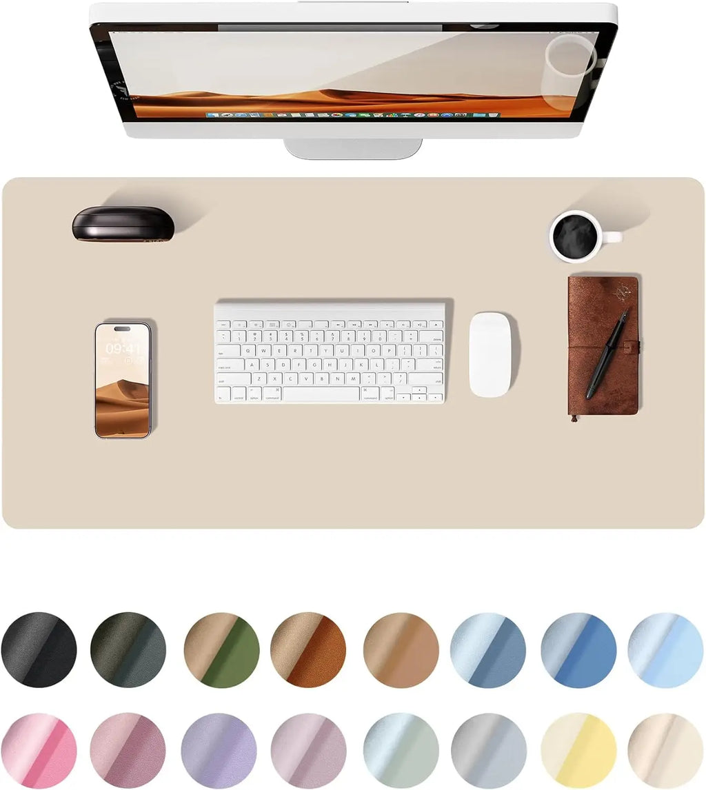 Large PU Leather Desk Pad - Non-Slip Waterproof Office Mouse Pad & Laptop Desk Mat
