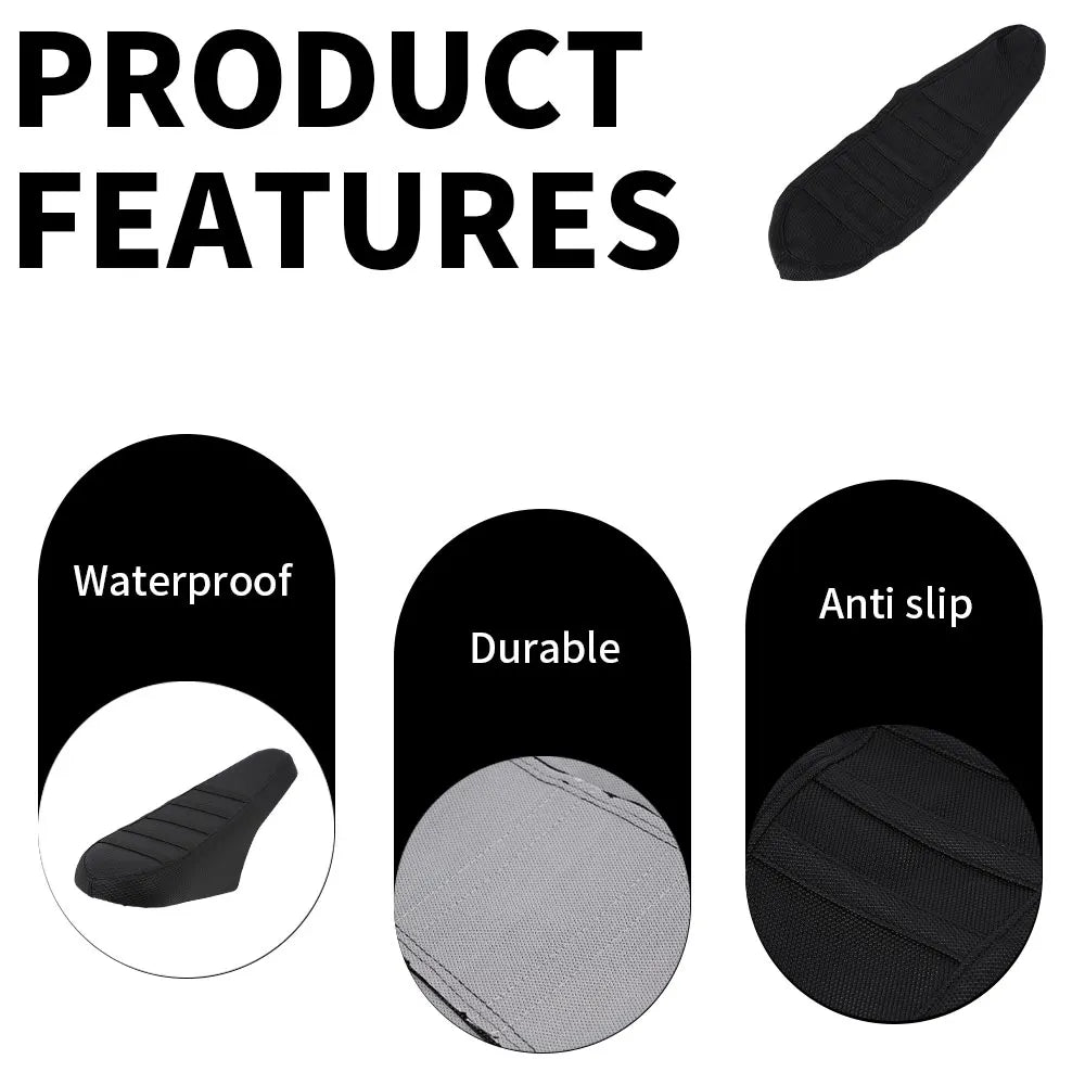 Waterproof Non-Slip PVC Seat Cover for Motorcycle, E-Bike & Scooter — Anti-Slip Particle Design, Universal Seat Protector