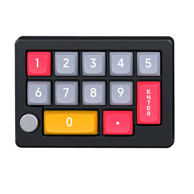 12-Key USB Wired Mechanical Macro Keypad with Programmable Knobs RGB Backlit One-Handed Gaming Keypad