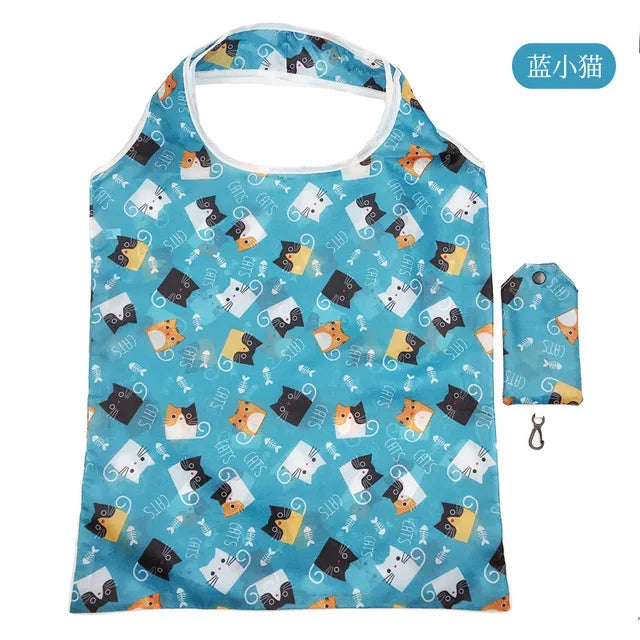 Foldable Reusable Grocery Tote Bag, Lemon Print Eco-Friendly Travel & Beach Pouch