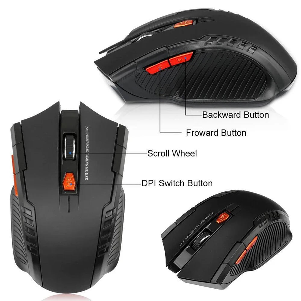 2.4G Wireless Mini Optical Mouse 1600 DPI with USB Receiver – 6-Button Right-Handed Portable Mouse for Laptop PC