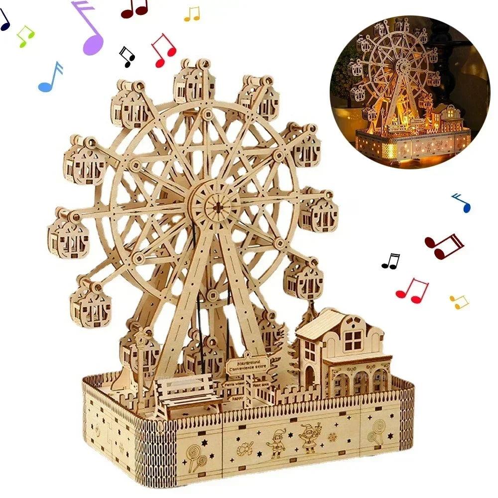 DIY 3D Wooden Ferris Wheel Puzzle Kit – Mechanical Model & STEM Brain Teaser