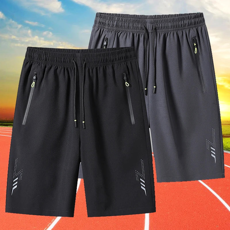 Men's Quick-Dry Summer Running Shorts with Zipper Pockets - Gym & Jogging Sport Shorts (Black, Dark Gray, Dark Blue)