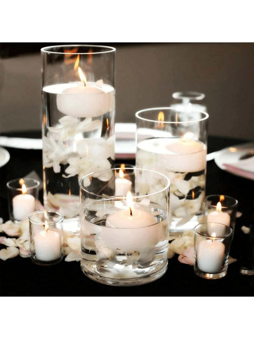 Clear Cylinder Borosilicate Glass Candle Holder Pillar Vase for Wedding & Party Centerpieces (Candles Not Included)