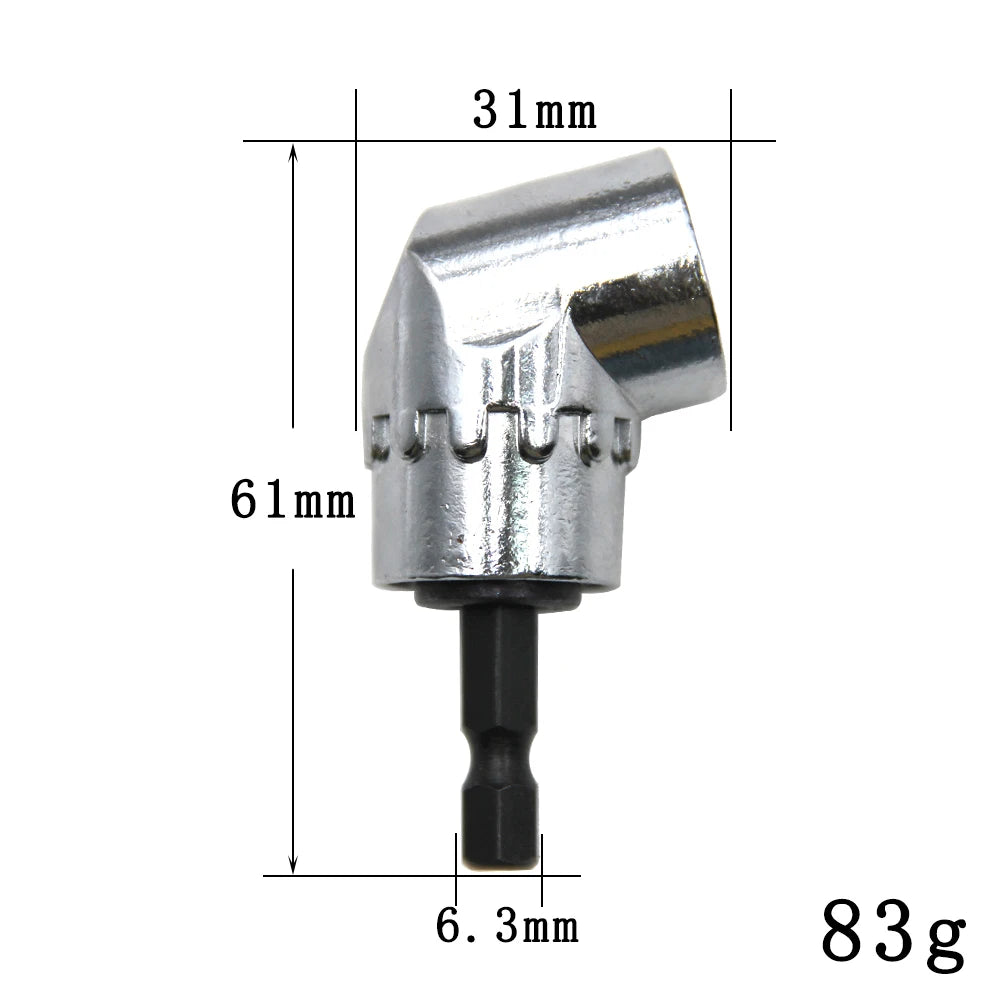105° Right Angle Drill Attachment – 1/4 in (6.35 mm) Hex Screwdriver Adapter, 2.4 in (61 mm) Extension for Electric Drills & Wrenches