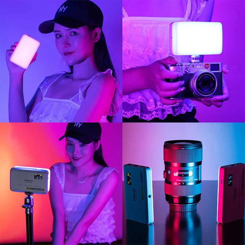 Full-Color RGB + White LED Video Light 2500K–8500K Dimmable for Camera, Vlog & Live Streaming — USB-C Rechargeable Portable Fill Light