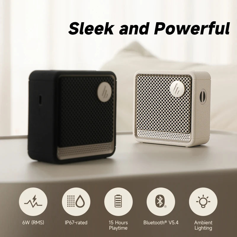 Portable Bluetooth Speaker – IP67 Waterproof, 6W Deep Bass, Ambient Light, Built-in Mic, Bluetooth 5.4, 15-Hour Battery