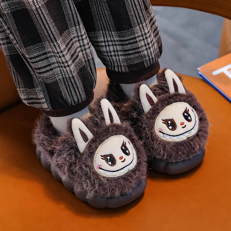 Kids Winter Plush Slippers - Warm Faux Fur Cotton Shoes, Anti-Slip Indoor Slippers for Girls & Boys