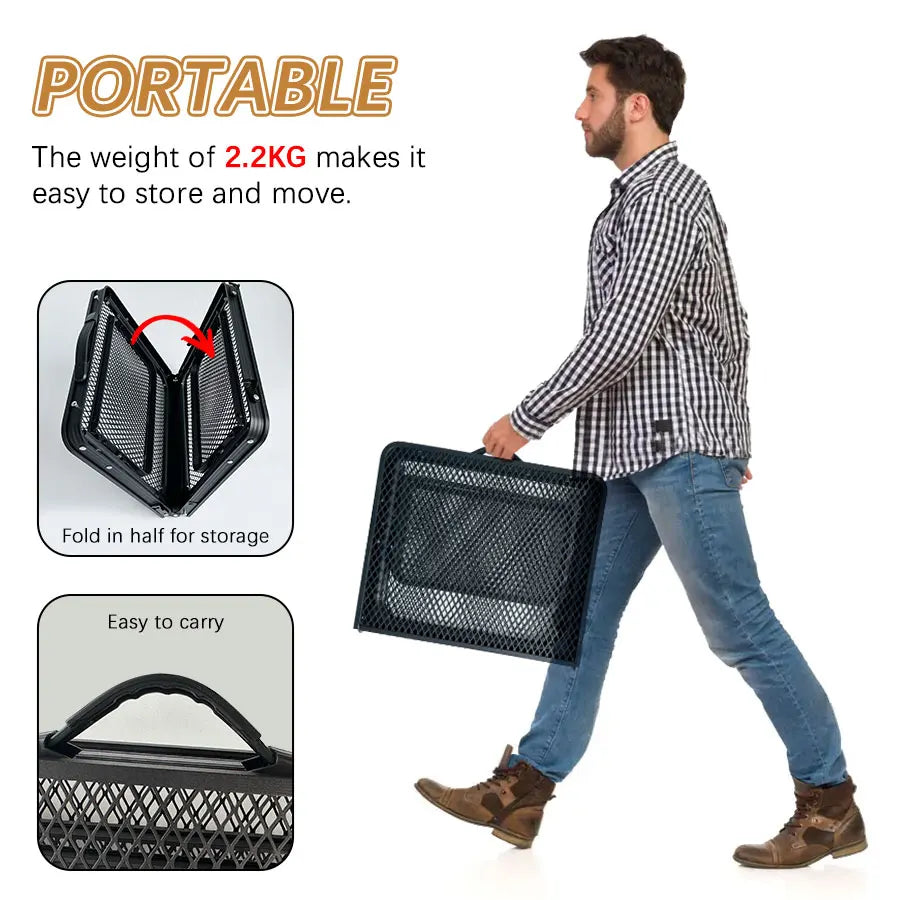Portable Low Folding Camping Table — Compact Retractable Outdoor Picnic & Barbecue Table, Stainless Steel