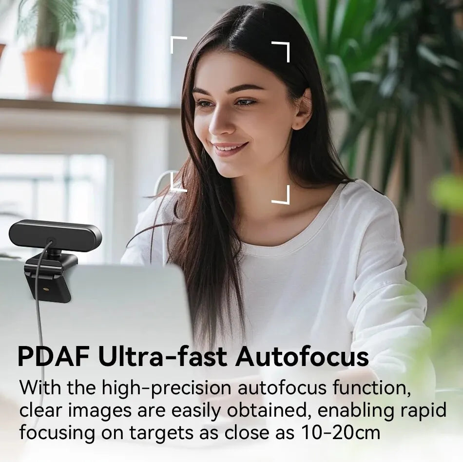 1080P Full HD Webcam with Autofocus & Dual Noise-Canceling Mics, Privacy Cover — USB Plug-and-Play, 73° FOV