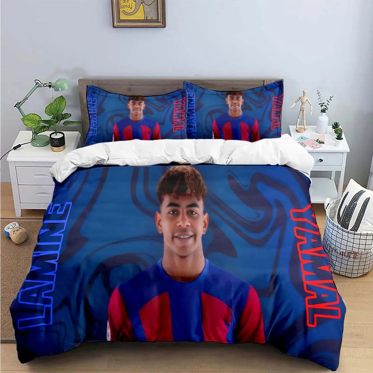 3-Piece Football 3D Print Microfiber Duvet Cover Set with Pillowcases – Soft Hypoallergenic Bedding