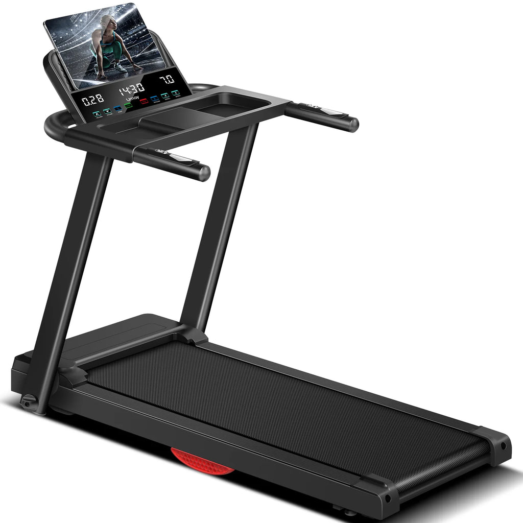 3.0 HP Brushless Foldable Home Treadmill — 300 lb Capacity, 40.2 x 15.4 in (102.1 x 39.1 cm) Running Area, HR Monitor, Dual Shock Absorption, Bluetooth Console