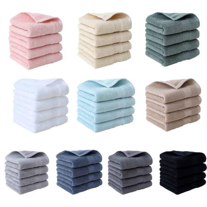 4-Pack Pure Cotton Square Face Towels 30 x 30 cm (11.8 x 11.8 in) Soft Absorbent for Face, Bath & Household