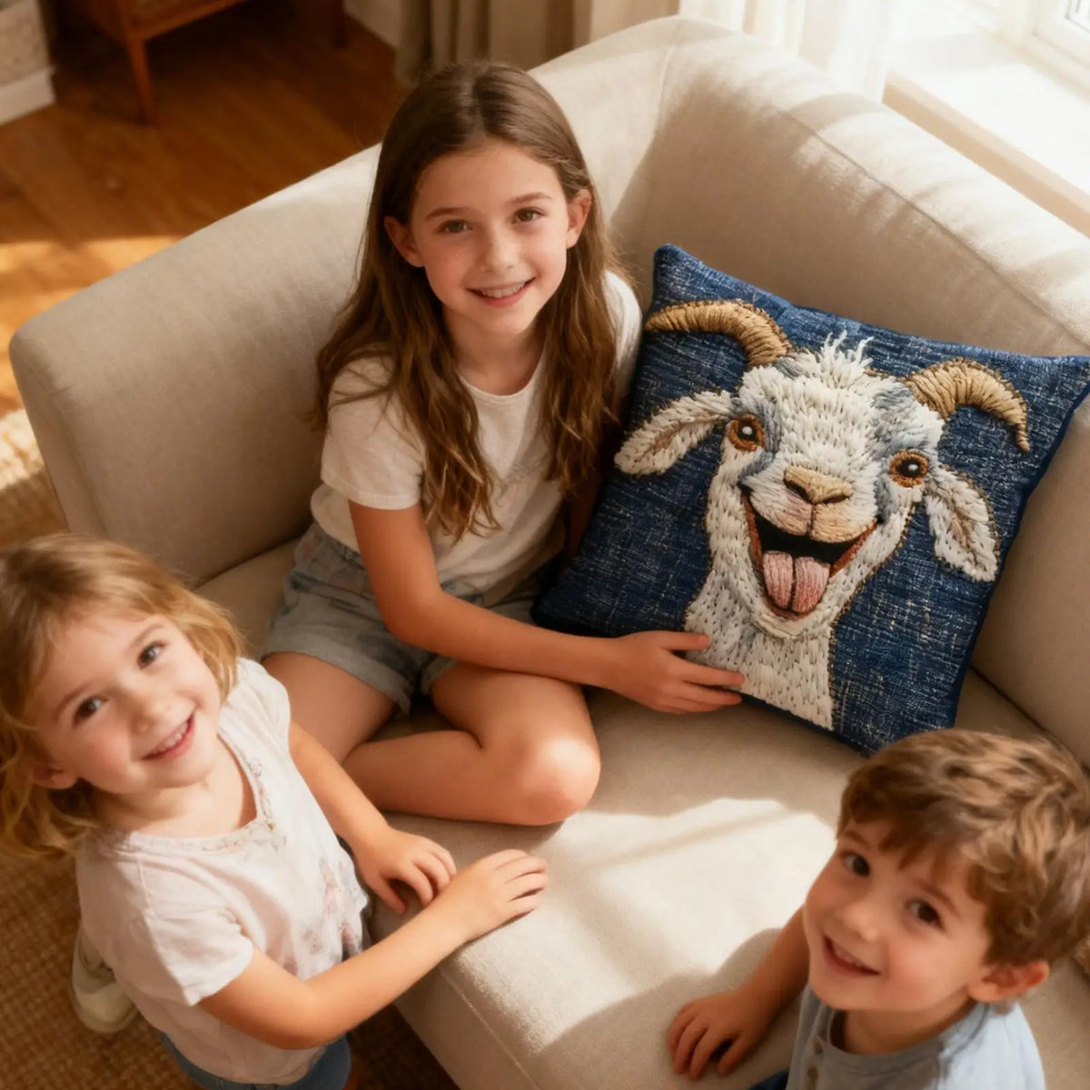 Goat Pattern 3D Embossed Throw Pillow Covers - 4-Pack 17.7 x 17.7 in (45 x 45 cm) Short Plush Decorative Cushion Covers for Sofa & Bedroom