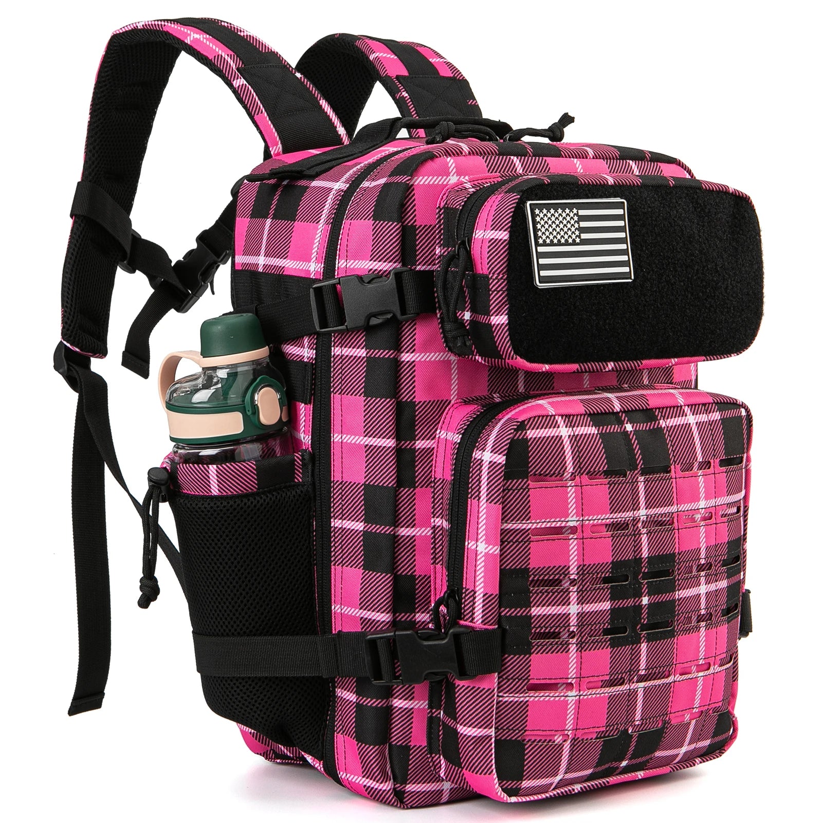 Tactical 25L Laser-Cut MOLLE Backpack - 900D Polyester Water-Resistant Daypack with Velcro Patch Panel, 15.7 x 9.8 x 9.8 in (40 x 25 x 25 cm)