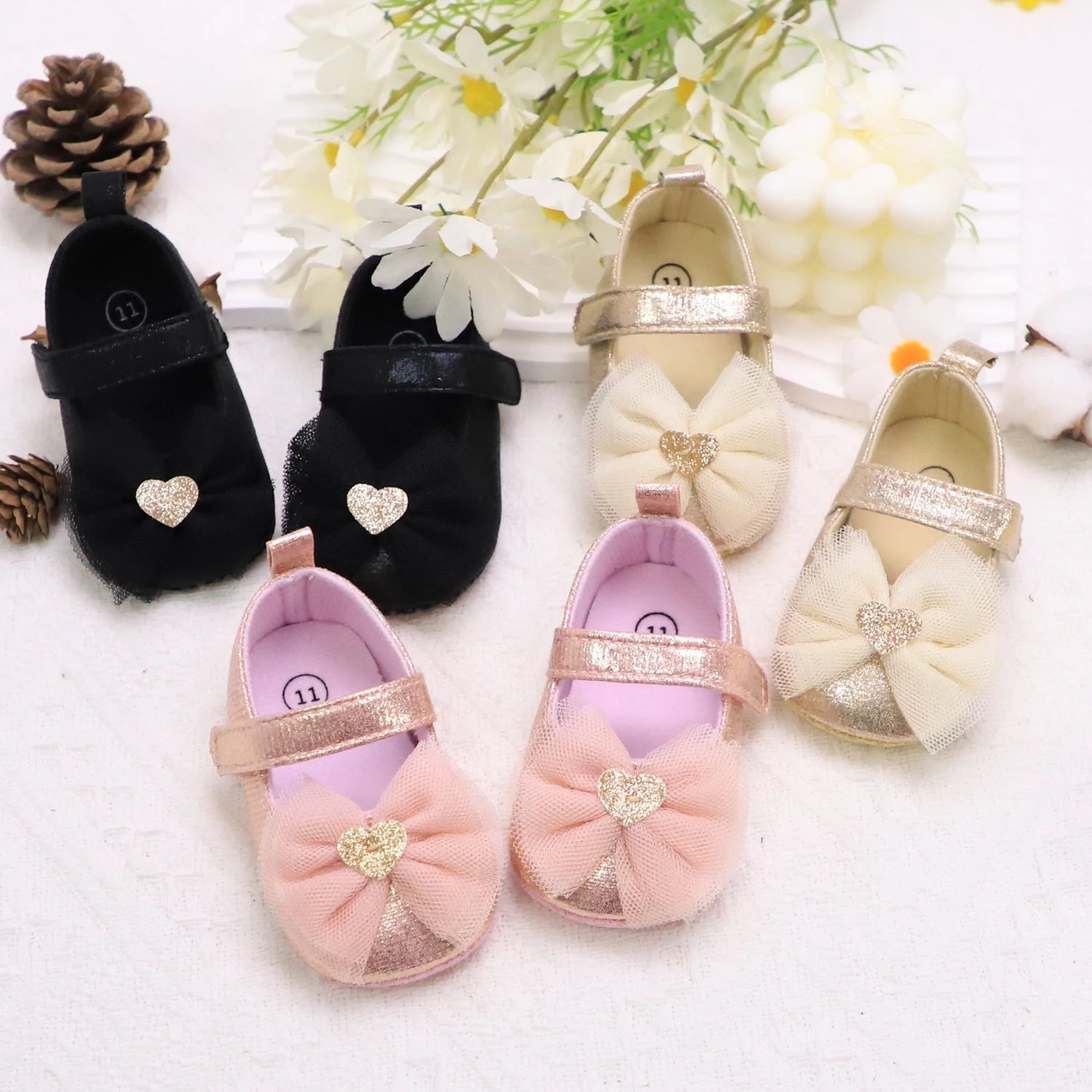Baby First Walkers Breathable Non-Slip Toddler Shoes for Girls Princess Lace