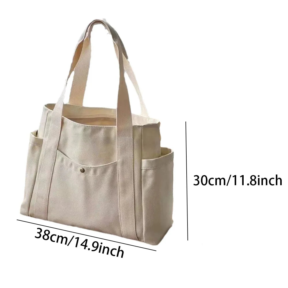Large Canvas Tote Bag – Fits 15.6-Inch (39.6 cm) Laptop, Zipper Shoulder Bag for Work, College & Shopping