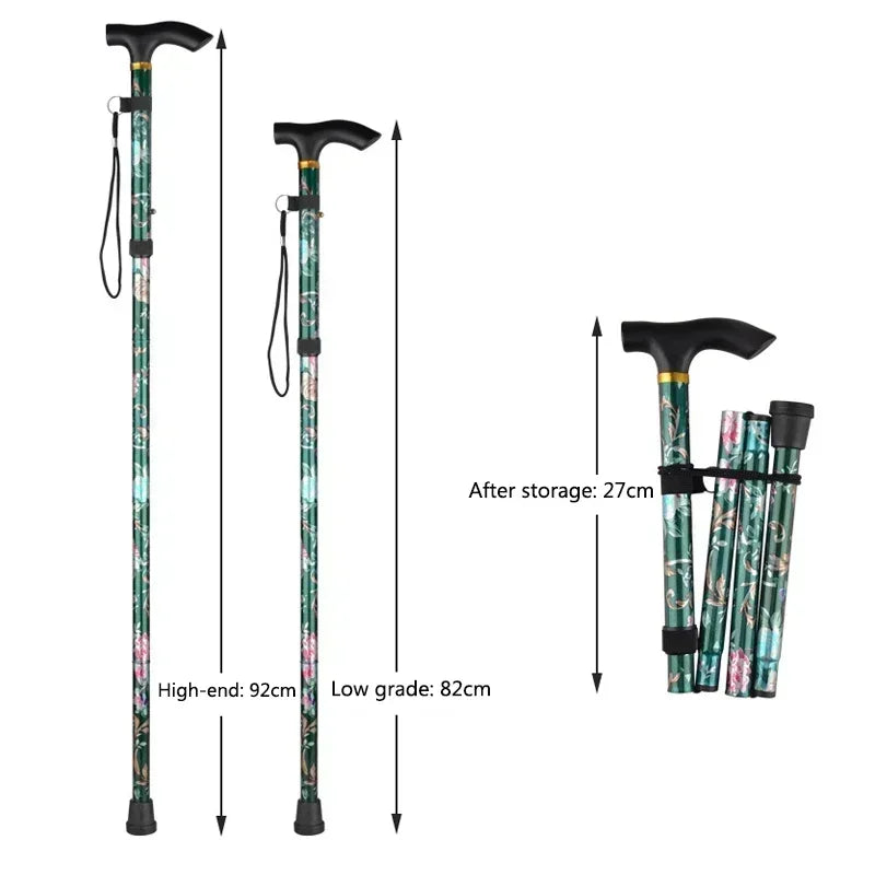 Adjustable Telescopic Trekking Poles — 5-Section Folding Hiking & Walking Stick with T-Handle and Rubber Tip, 82–92 cm (32–36 in)