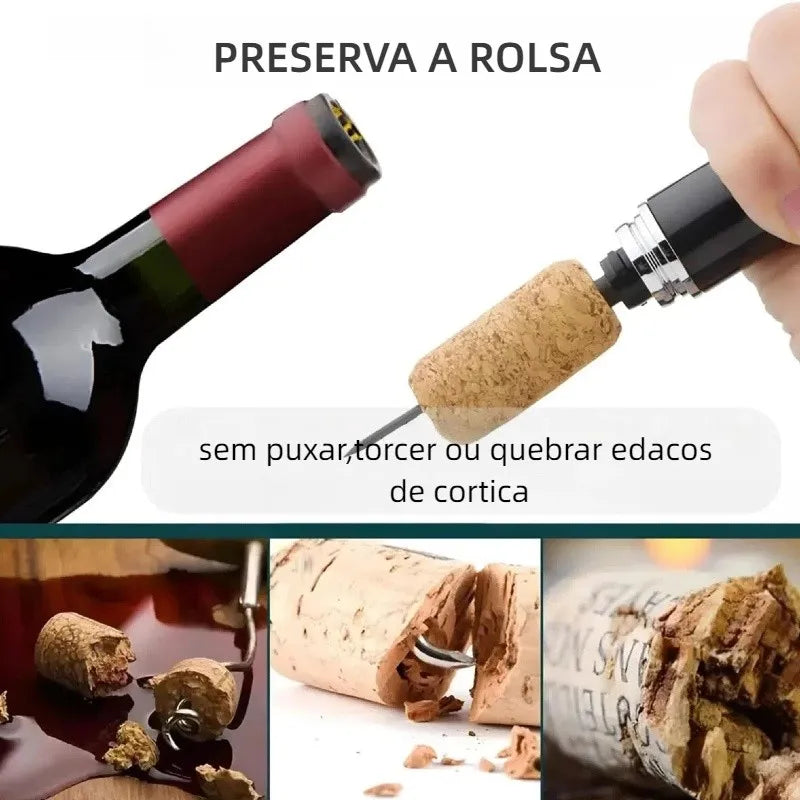 Pneumatic Wine Bottle Opener Kit with Foil Cutter & Gift Cylinder Box for Home Bar