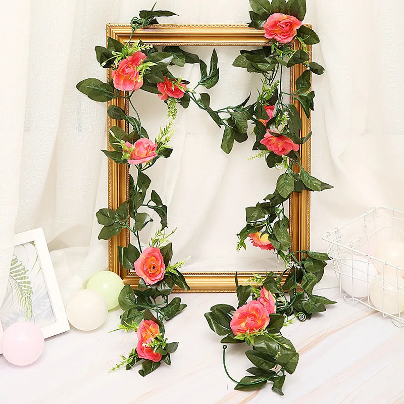 250 cm (98.4 in) Rose Artificial Flower Garland – Faux Rose Vine for Wedding, Christmas, Home & Garden Arch Decor