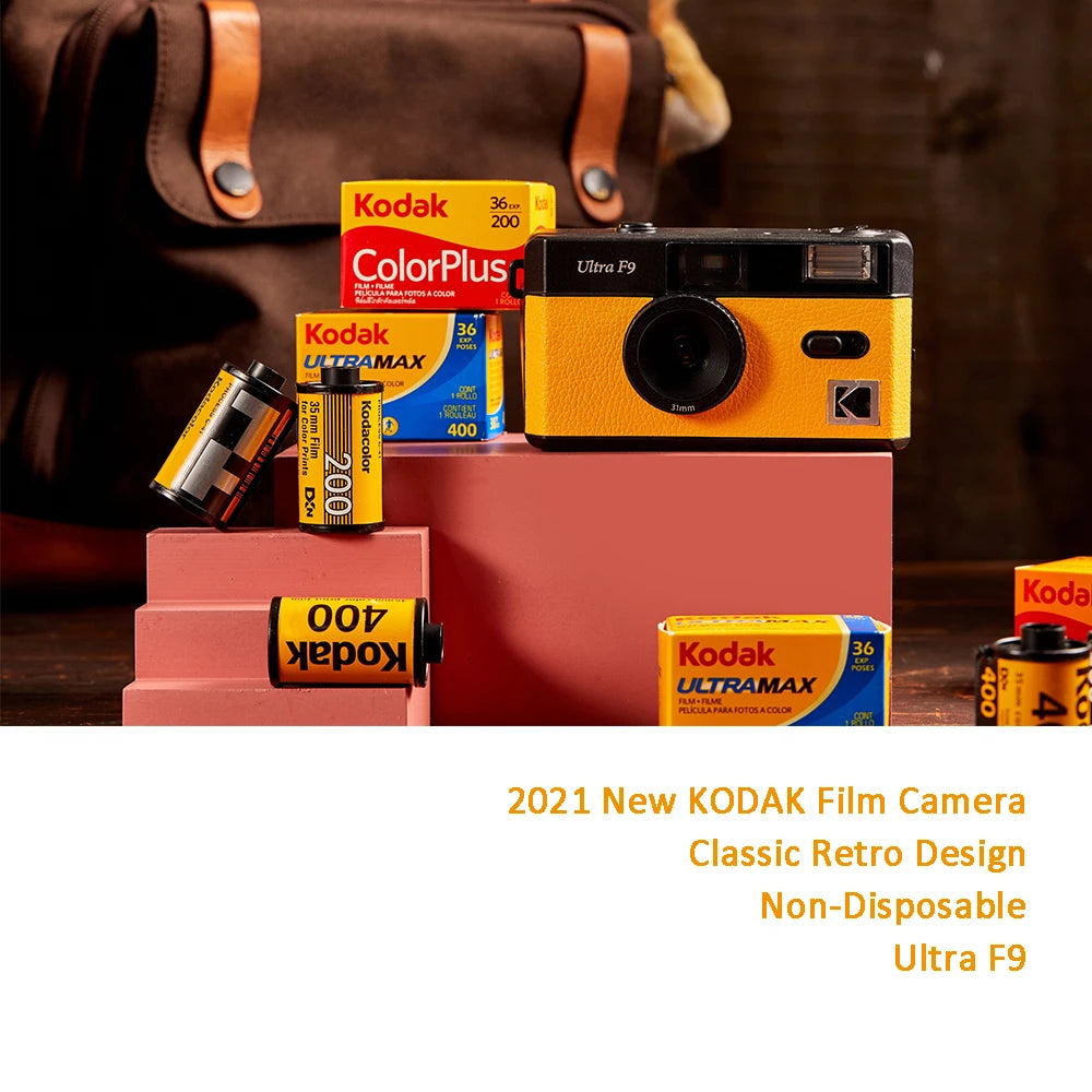 Reusable 35mm Film Camera — Classic Travel Point-and-Shoot with Built-In Flash, Yellow or Night Green