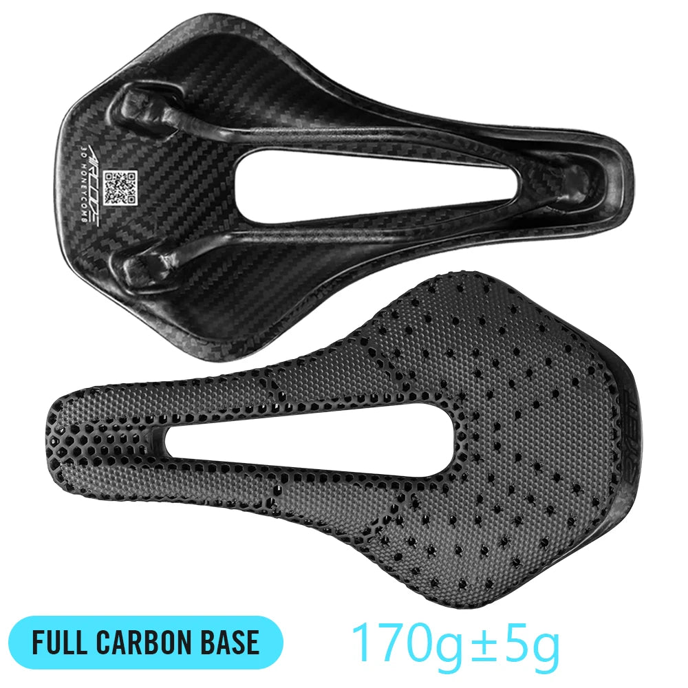 Full Carbon 3D-Printed Bike Saddle – Ultralight Breathable Honeycomb Road & MTB Seat