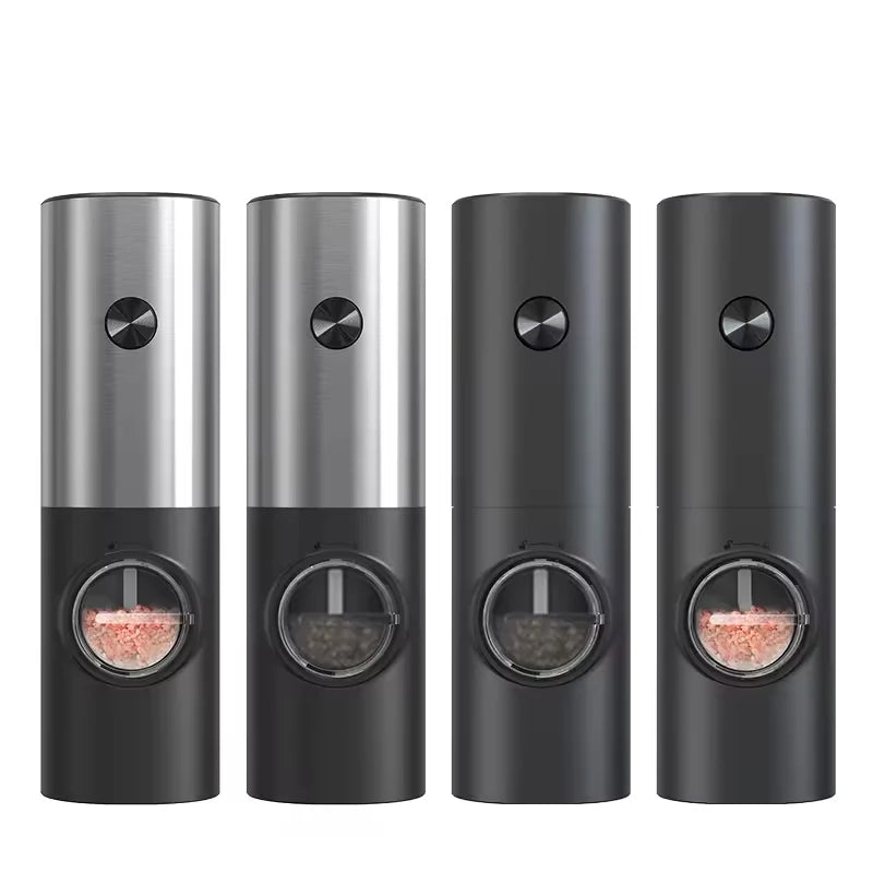 Automatic Salt and Pepper Grinder Set with LED Light – Battery Operated Adjustable Spice Mills