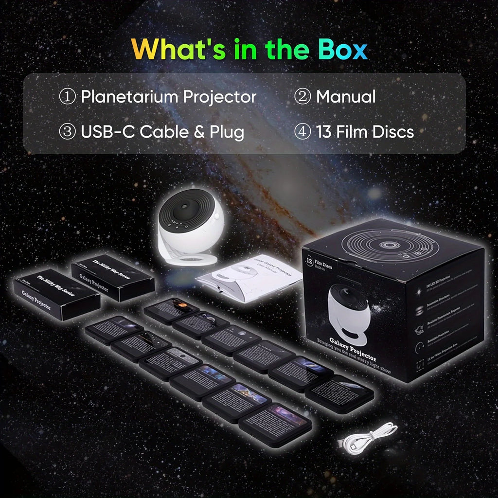 LED Galaxy Star Projector 13-in-1 Planetarium Night Light 360° Rotating for Bedroom & Gift