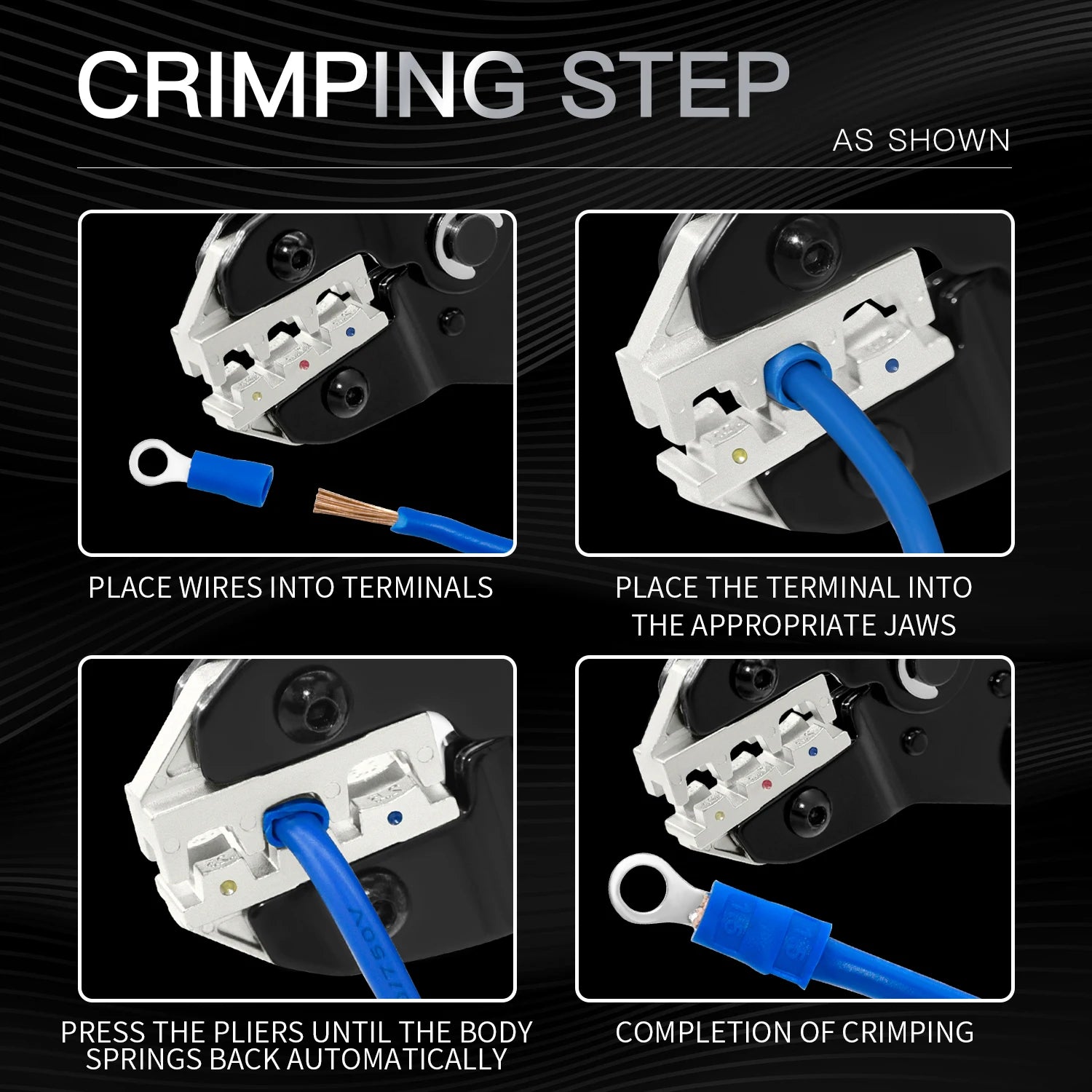 Ratcheting Crimping Tool for Insulated Electrical Connectors AWG 23-13, Wire Terminal Crimper