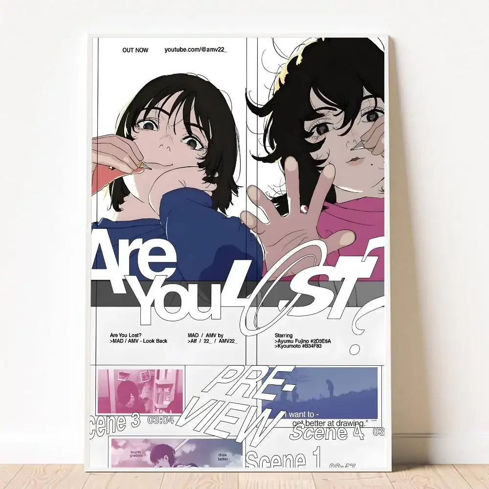Anime Look Back Poster Removable Waterproof Sticky Wall Art Aesthetic Decor for Living Room Bedroom Bar