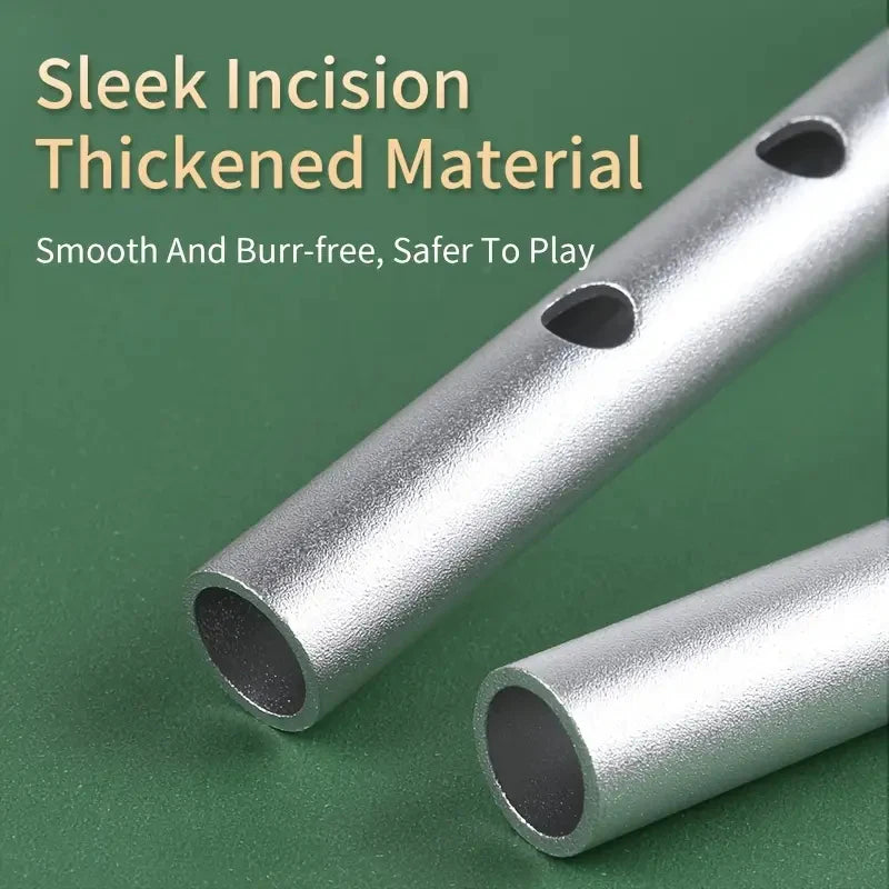 Tin Penny Whistle (C/D Key) 6-Hole Irish Whistle Flute, Alloy & ABS, Includes Music Book and Pouch