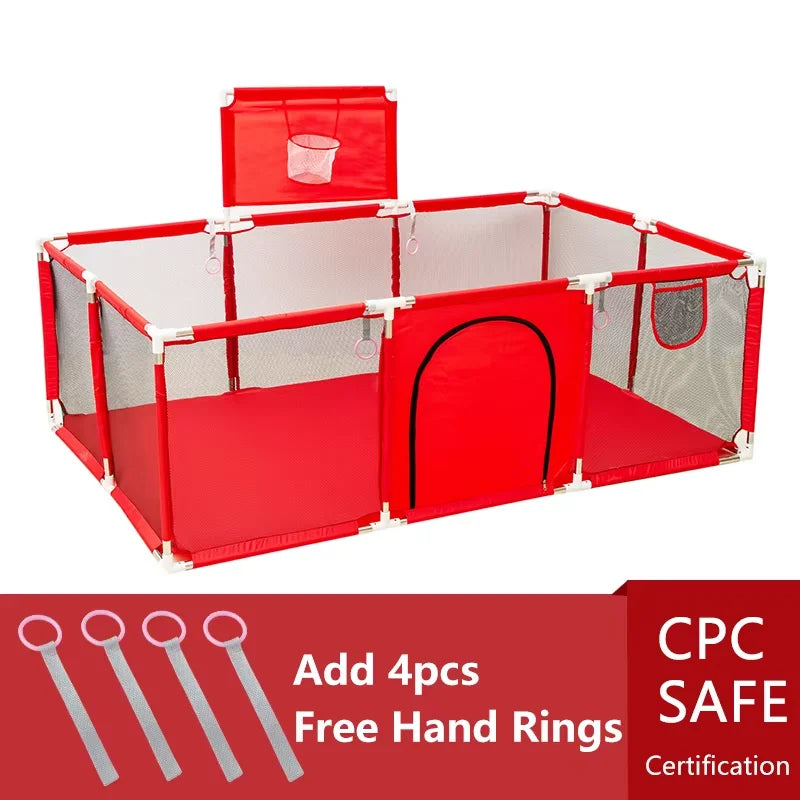 Large Playpen 107 x 235 x 129 cm (42.1 x 92.5 x 50.8 in) Safety Play Yard Indoor Outdoor Toddler Ball Pool & Soft-Padded Kids Play Area, Ages 0–6Y