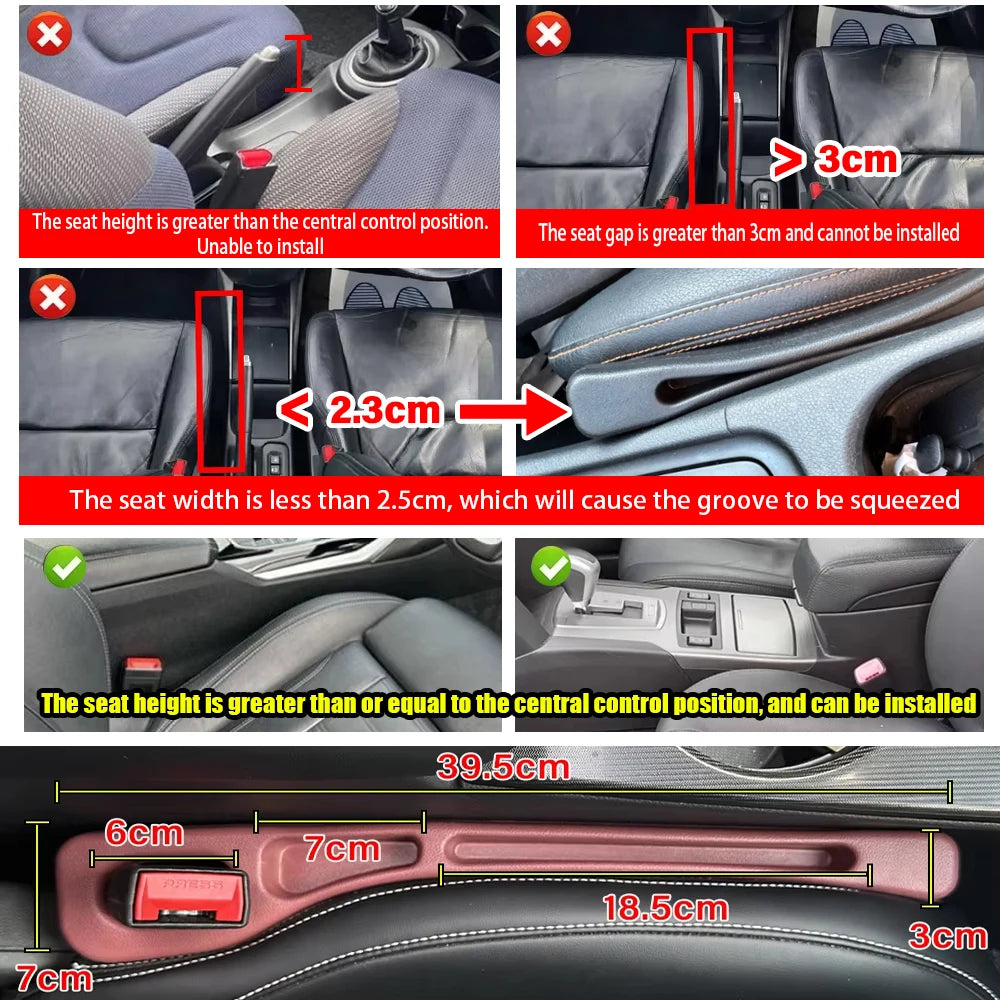 Universal Car Seat Gap Filler – Leak-Proof Side Seam Phone & Wallet Holder