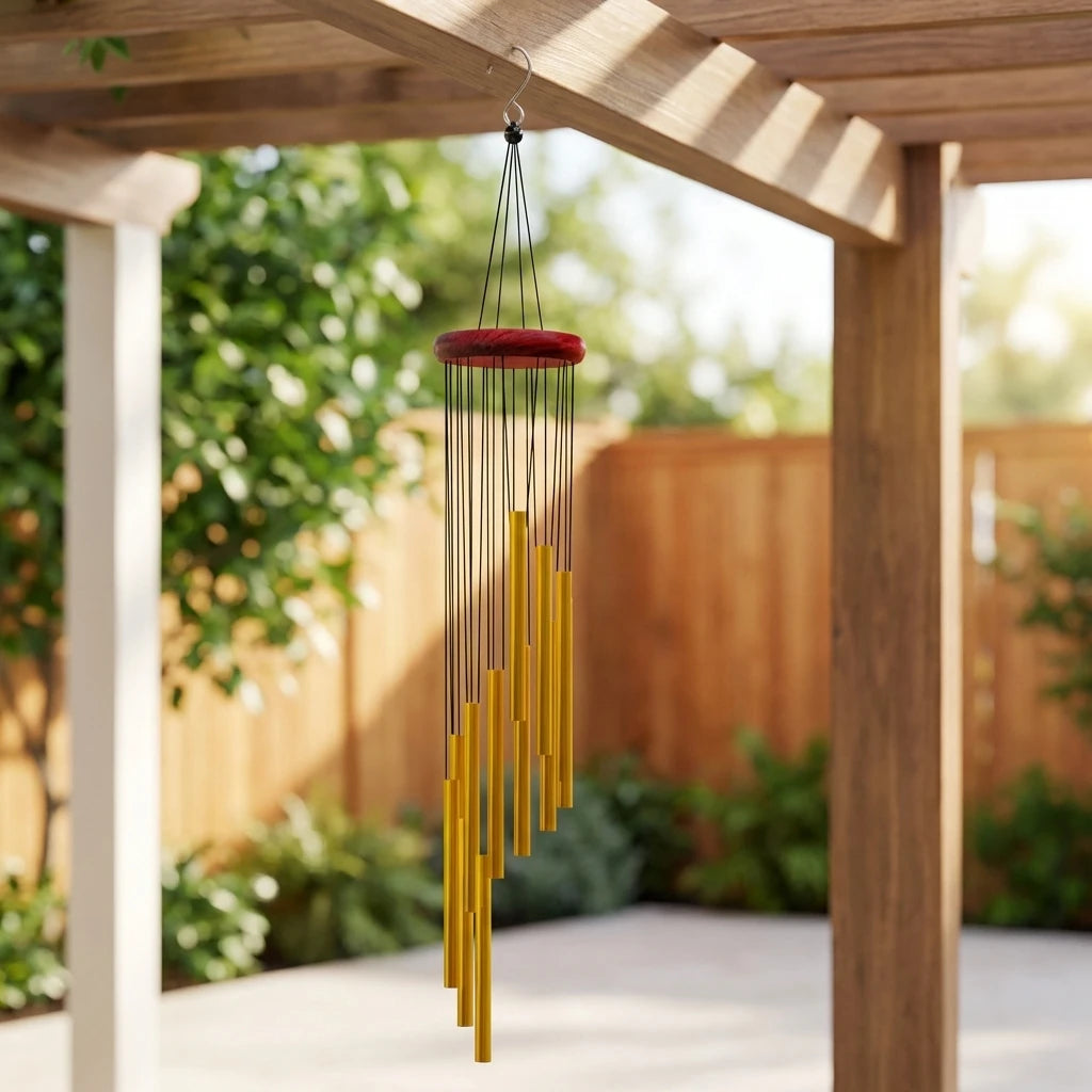 12-Tube Aluminum Alloy Wind Chimes with Hook, Gold & Silver Bells for Outdoor Home, Wedding, Party, Memorial Decoration