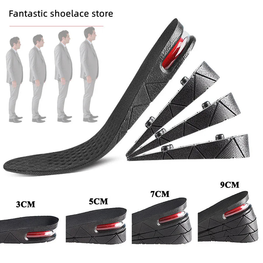 Adjustable Height-Increase Insoles 3–9 cm (1.2–3.5 in) – Invisible Air Cushion Shoe Inserts, Cut-to-Fit Elevator Insoles